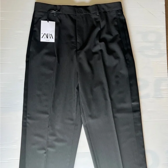 ZARA PINSTRIPE SUIT PANTS LIMITED EDITION BLACK SIZE 34  | 6770/023/800 - Picture 6 of 12